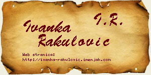 Ivanka Rakulović vizit kartica